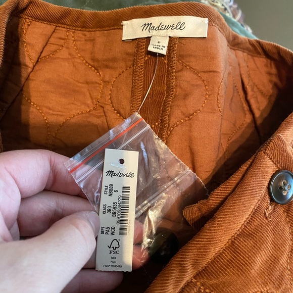 Madewell Brown Quilted Corduroy Button Front Skirt - Picture 6 of 7